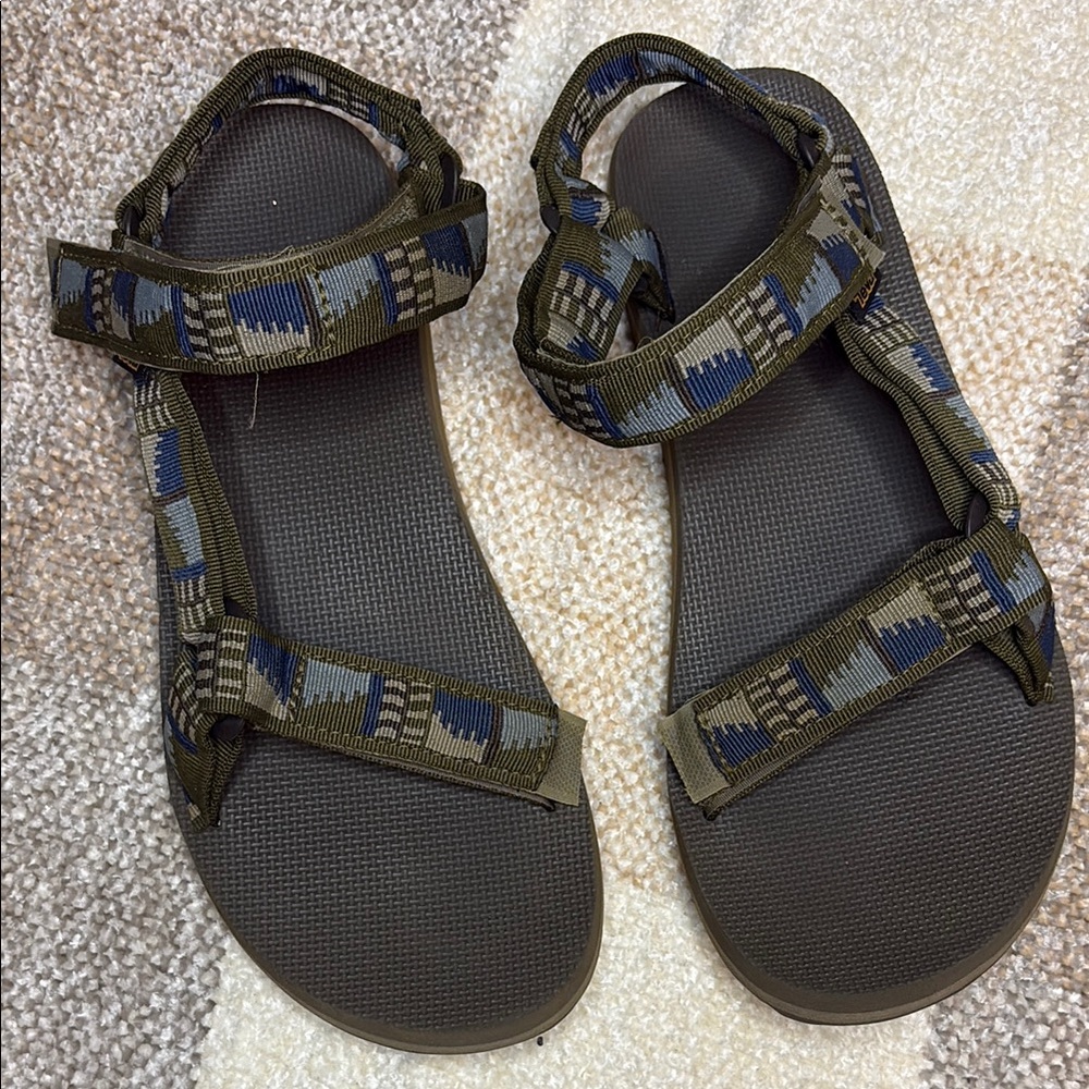 Teva Blue and Green Outdoor Sandals Adjustable Straps